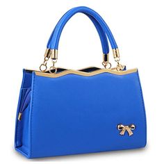 Color: Blue Material:Pu Leather, Metal Handle Dimension:(L*H*W)11.8 X 7.9 X 4 Inch Features: Top Handle, Tote Bag, Handbag, Gold Bow Detail, Padlock Style Bag, Gold Metal Handle Material, Zipper Closure, Comes With Detachable Strap To Enable Shoulder Carry. Little Leather Smell Is Normal.Putting It Outside For Few Days,The Smell Will Disappear. Item # Mi1337 Blue Handheld Bags With Gold-tone Hardware, Blue Handheld Bag With Gold-tone Hardware, Blue Leather Shoulder Bag For Party, Blue Leather Party Bag, Blue Satchel For Office, Blue Party Bags With Gold-tone Hardware, Candy Backpack, Cheap Candy, Designer Totes Handbags