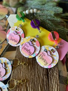 some paper tags that are sitting on a table