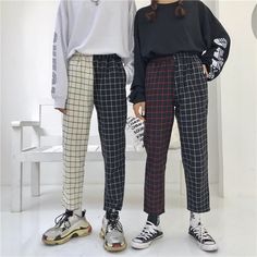 Harajuku Street Style, Plaid Pants Women, Man Trousers, Retro Clothes, Ankle Pants Women, Outwear Fashion, Harajuku Women, Style Instagram, Straight Trousers