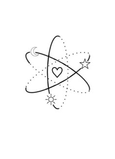 a black and white drawing of an object with stars, moon and hearts on it