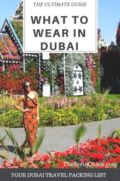 the ultimate guide to what to wear in dubai, with text overlaying it