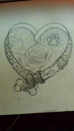 a pencil drawing of a heart shaped object