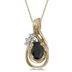 Black Onyx & Diamond Teardrop Pendant Necklace 14k Yellow Gold (0.59ct) - Allurez.com Luxury Elegant Oval Pendant Gemstones, Bridal Pendant Necklace, Black Pendant Necklace, Bridal Pendant, Buying Gold, Onyx Jewelry, Blue Sapphire Diamond, Birthstone Pendant, Teardrop Pendant