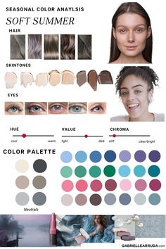 Which Season Are You? Seasonal Color Analysis and Why It Matters - Gabrielle Arruda Summer Seasonal Color Analysis, Undertones Hair, Summer Color Analysis, Color Analysis Winter, Color Analysis Summer, Summer Skin Tone, Soft Summer Makeup, Light Summer Color Palette, Seasonal Color Palette