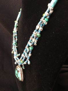 "Artist: Teresa Bradford Length: 18\" Turquoise Beads, Mali africa Trade seed beads circa 1940's Soft Blue Larimar, Silver Placers. In My Studio Creating with the color Blue Such a Tranquil Presence. ❤ Teresa Bradford-Cole Sacred Beaded, Modern Tribal Jewelry My work is emotional and passionate, weaving moments of the past, moments of the present, Visions of the future, cultivating & manifesting. Creating art to wear, to embrace the sacred shaman within. We are our own shaman. I am intense, Visions Of The Future, Mali Africa, Wire Wrapped Stone Jewelry, Pacific Grove, Wire Wrapping Stones, Natural Coral, Art To Wear, Modern Necklaces, Turquoise Beads