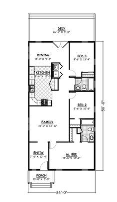 the floor plan for a small house with two bedroom and an attached living room area