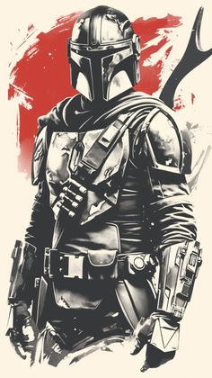 a star wars poster with the character boba fett on it's chest