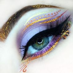 Fantasy Make-up, Gold Eyeliner, Purple Makeup, Face Chart, Fairy Queen