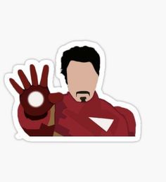 the iron man sticker is shown with his hand in front of him and an eyeball