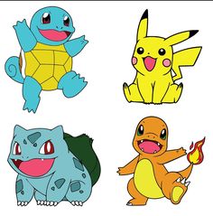 four different types of pokemon characters