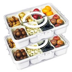 two plastic containers filled with different types of food