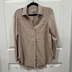 Elevate Your Wardrobe With This Stylish Women's Thread & Supply Button-Up Top. The Linen Blend Material Provides A Comfortable And Breathable Fit, While The Short Distressed Design Adds A Trendy Touch To The Brown And Tan Color Scheme. Ideal For Casual Or Dressy Occasions, This Top Is Perfect For The Fashion-Conscious Woman Who Appreciates Quality And Style. The Xs Size Is Tailored To Fit Regular Size Types, And The Brand Name Ensures That You Are Getting A High-Quality Product. Add This Top To Cheap Brown Cotton Blouse, Tan Color Scheme, Button Up Top, Tan Color, Color Scheme, Stylish Women, Linen Blend, Button Up, Thread