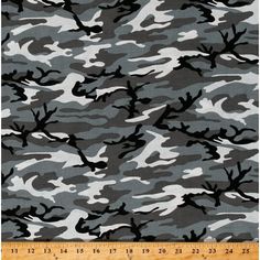 a gray and black camouflage print fabric