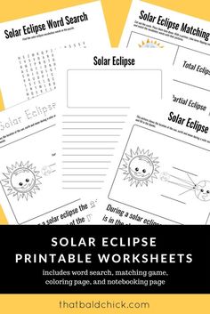 solar eclipse printable worksheets for kids to learn how to write and draw