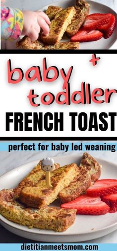 baby toddler french toast with strawberries on the side