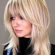 40 Blonde Wolf Cut Ideas to Make a Statement! | HairAide Medium Shag With Bangs, Wolf Cuts With Bangs, Blonde Wolf Cut, Wolf Cut With Bangs, Shag With Bangs, Messy Bangs, Over 50 Hairstyles, Wolf Cuts, Medium Shag