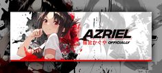 an anime character with blood splattered on his face and the words azrie written in