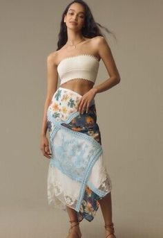 Anthropologie Printed Mermaid Maxi Skirt Embroider Mesh Floral Blue Motif 1X NWT  | eBay Nashville Fits, Thrift Bundle, Europe Fits, Mermaid Maxi Skirt, Skirt Ideas, Trendy Skirts, Concert Outfits, Style Finder, Anthropologie Skirt