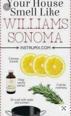 an advertisement with lemons and rosemary on it for williams's sonoma syrup