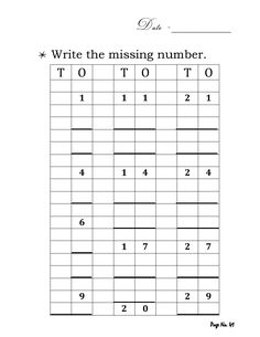 the missing number worksheet for students to practice numbers in order to learn how to write