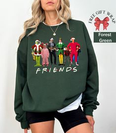 Christmas Friends Shirts, Christmas Movie Watching Sweatshirt, Funny Christmas Family T-Shirt, Christmas Movie Character Sweater, Xmas Gifts 📌This design will be made with DTF. IMPORTANT NOTE 👉Various factors such as your screen resolution, color settings, display type, lighting conditions during photoshoot, and the fact that each person sees colors differently, can all affect how the colors are displayed on the Internet. Consequently, actual colors may slightly vary HOW TO ORDER 👉Please chec Christmas Movie Characters, Friends Shirts, Xmas Outfits, Christmas Friends, Movie Watching, Movie Tees, Unique Fits, Display Type, Movie Character