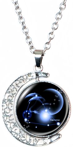 PRICES MAY VARY. SIZE: Round charm diameter 1", moon height 1.57", chain Length 20". MATERIAL: Stainless steel chain and clasp; alloy moon, glass round pendant. FUNNY STUFF: A fidget necklace spins with the same image on both sides, trendy accessories with daily outfit. GORGEOUS GIFTS: Gift for family and friends. Great for Anniversary, Birthday, Christmas, Easter, Father's Day, Graduation, Halloween, Mother's Day, Thanksgiving Day, Valentine's Day. AFTER SALE SERVICE: 180 Days after sales servi Moon Glass, Nice Necklaces, Fidget Necklace, Taurus Necklace, Galaxy Pendant, Zodiac Necklace, Moon Pendant Necklace, Jewelry Birthday, Zodiac Necklaces