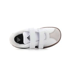 Classic and sporty, these skater-style sneakers are great for active kids. Underneath, a rubber cupsole provides traction on any surface. When there's no time to waste, stretchy laces simply slip on while the hook-and-loop top strap fastens at a touch. Classic round toe, Slip-on for easy entry, Lightly padded footbed, Smooth synthetic lining, Durable texture outsole, Soft synthetic upper | Boys' Adidas VL Court 3.0 Sneakers in White/Black Size 10 - Toddler Adidas Vl Court, No Time To Waste, Active Kids, Skater Style, Style Sneakers, Men Boys, Sneakers White, Adidas Men, Baby Toddler