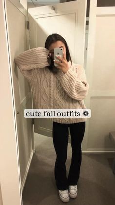 Basic Cute Fall Outfits, Easy Fall Outfits To Put Together, October Inspired Outfits, Places To Get Fall Clothes, Cute Fall Outfit Ideas 2023, November Fits Aesthetic, School Outfits For Autumn, Jumper And Jeans Outfit Aesthetic, Where To Buy Fall Sweaters