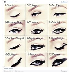 Für den dramatischen Augenaufschlag: Ein Eyeliner veredelt das Augen-Make-up - vorausgesetzt, man weiß, wie man ihn richtig aufträgt. Make-up Artist Hung Vanngo hat jetzt auf Instagram zwölf unterschiedliche Varianten vorgestellt - von Vintage über Cat-Eye bis Drama! Sketch Eyeliner, Glitter Pigment Eyeshadow, Eyeliner Style, Hung Vanngo, Tutorial Eyeliner, Eyeliner Tips, Korean Beauty Tips, Smokey Eyeliner, Perfect Eyeliner