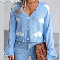 Cloud Print, Áo Len Cardigan, Timeless Wardrobe Staples, Short Cardigan, Sleeves Clothing, Cardigan Sweaters For Women, Cozy Knits, Knit Sweater Cardigan, Long Sleeve Cardigan