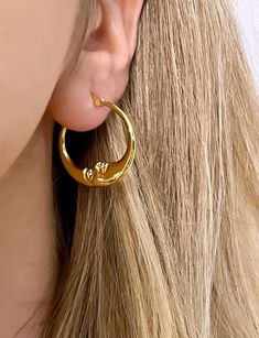 Moon Hoop Earrings Moon Hoops 14K Gold Hoops Celestial Wedding - Etsy Celestial Gold Plated Tarnish Resistant Hoop Earrings, Celestial Gold-plated Tarnish-resistant Hoop Earrings, Celestial Gold-plated Tarnish Resistant Hoop Earrings, Celestial Style Yellow Gold Plated Hoop Earrings, Gold Crescent Hoop Earrings For Everyday, Celestial Style Gold-plated Yellow Gold Hoop Earrings, Celestial Yellow Gold Tarnish-resistant Hoop Earrings, Everyday Gold Crescent Hoop Earrings, Yellow Gold Plated Earrings With Moon Charm