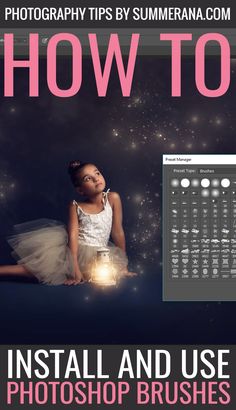 How to upload and use brushes in Photoshop + Video Tutorial. When you open up Photoshop, you will probably be disappointed to see that your brushes don’t magically appear in your brushes panel. But don’t worry – it is quick and easy to get them installed. Image is courtesy of Lindsey Lee Photography Photoshop Tutorials Free, Lightroom Tutorials, Photoshop Video Tutorials, Photoshop Brush Set, Photoshop Video, Camera Aesthetic