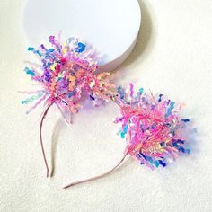 This Unique Piece Is A Wonderful Addition To Your Wardrobe And Your Style; Sure To Get Lots Of Compliments! Great For Halloween, Festivals, Costumes, Raves, Or Anytime! Gsunwy50a00m1p2 Pom Pom Headband, Cartoon Ears, Cat Ear Headband, Giant Candy, Horn Headband, Pink Iridescent, Rave Party, Kawaii Hairstyles, Glitter Party