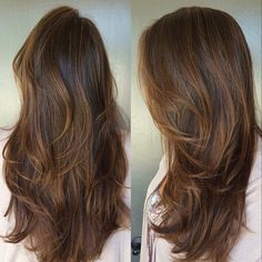 Brunette Balayage, Trendy Hair Color, Brown Highlights, Long Layered Hair, Hair Color Balayage, Natural Hair Color