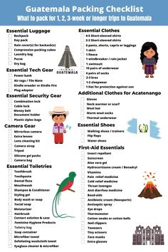 the guatemala packing checklist is shown here