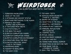 a black and white photo with the words weirdtober written in large font on it