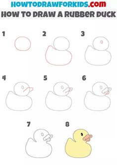 how to draw a rubber duck step by step instructions for kids and beginners with pictures