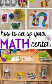 a collage of pictures with the words how to set up your math center