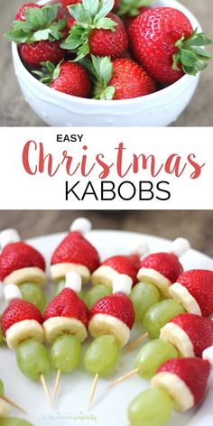 easy christmas kabobs with strawberries and grapes