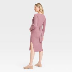 Long Sleeve Mini Maternity Wrap Sweater Dress - Isabel Maternity by Ingrid & Isabel™ Mauve XS Fitted Winter Maternity Dress, Chic Long Sleeve Maternity Dress For Fall, Casual Long Sleeve Maternity Dress For Fall, Fitted Maternity Dress For Fall, Long Sleeve Maternity Wear Winter Dress, Maternity Wrap Dress, Wrap Sweater Dress, Short Sleeve Maxi Dresses, Ballet Dress