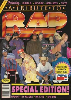 the front cover of art tribute to rapp magazine, featuring an image of various hip hops