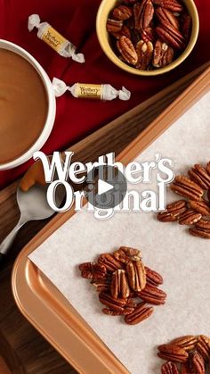 the cover of werther's original magazine features pecans on parchment paper