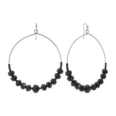 Bead Type: PlasticEarring Back: French WireMetal Color: GrayEarring Length: 75mmEarring Width: 10mmCare: Wipe CleanEarrings Style: Hoop EarringsCountry of Origin: Imported Earrings Hoop, Beaded Hoop Earrings, Beaded Hoops, Earrings Black, Earrings Color, Jet Black, Black Beads, Hoop Wreath, Hoop Earrings