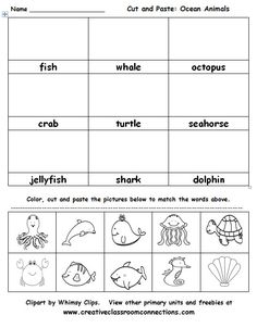 the ocean animals and fish worksheet is shown in this printable activity for kids