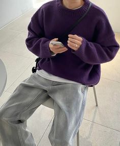 Purple Male Outfit, Nerd Outfit Men, Purple Outfits Ideas, Purple Outfits Men, Garrison Abbey, Women Right, Asian Streetwear, Purple Outfit