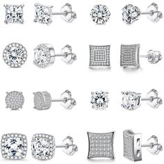 PRICES MAY VARY. CZ STUD EARRINGS: You will get 8 pairs cubic zirconia stud earrings for men women, different styles satisfy you different everyday dress up demands. Different cubic zirconia earrings have different glamour. Every CZ stone is hand-selected which are totally clean and transparent. The surface is polished with excellent texture the earring look very shinny and smooth STUD EARRINGS FOR MEN: Men's stud earrings made of hypoallergenic stainless steel and shiny Cubic Zirconia Inlaid, n Mens Cuff Bracelets, Mens Chain Bracelet, Mens Earrings Hoop, Stud Earrings For Men, Studs Men, Earrings For Men, Everyday Dress, Cubic Zirconia Earrings, Cz Stud Earrings