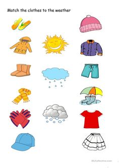 Clothes Worksheet, Weather For Kids, Weather Vocabulary