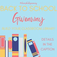 the back to school giveaway includes books, pencils and an empty bookcase