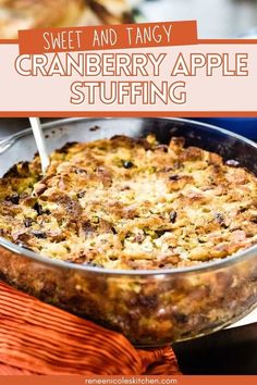 This Cranberry Apple Stuffing combines the sweetness of apples with the tang of cranberries, making it a perfect addition to your Thanksgiving menu. Whether baked in a casserole dish or used to stuff your turkey, this dish is a must-have for Thanksgiving potlucks and Friendsgiving gatherings. It's a classic Thanksgiving favorite that brings a modern twist to traditional stuffing recipes. Try this easy dinner idea to impress your guests. #stuffing #recipe Cranberry Apple Stuffing, Fruit Stuffing, Traditional Stuffing Recipe, Thanksgiving Menu Recipes, Thanksgiving Cranberry, Apple Stuffing, Best Stuffing, Cranberry Thanksgiving, Thanksgiving Potluck