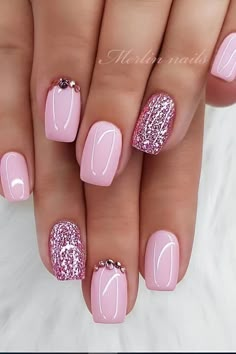 nail ideas 12-13 short Short Square Nail Ideas Summer, Short Acrylic Nails Ideas Square, Pink Short Nails Design, Pink Gel Nails Short, Pink Short Nails Ideas, Short Light Pink Nails, Nail Ideas Bright, Nails For Work, Cute Nails Short